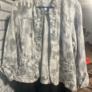 Chico's Gray Patterned Jean Jacket